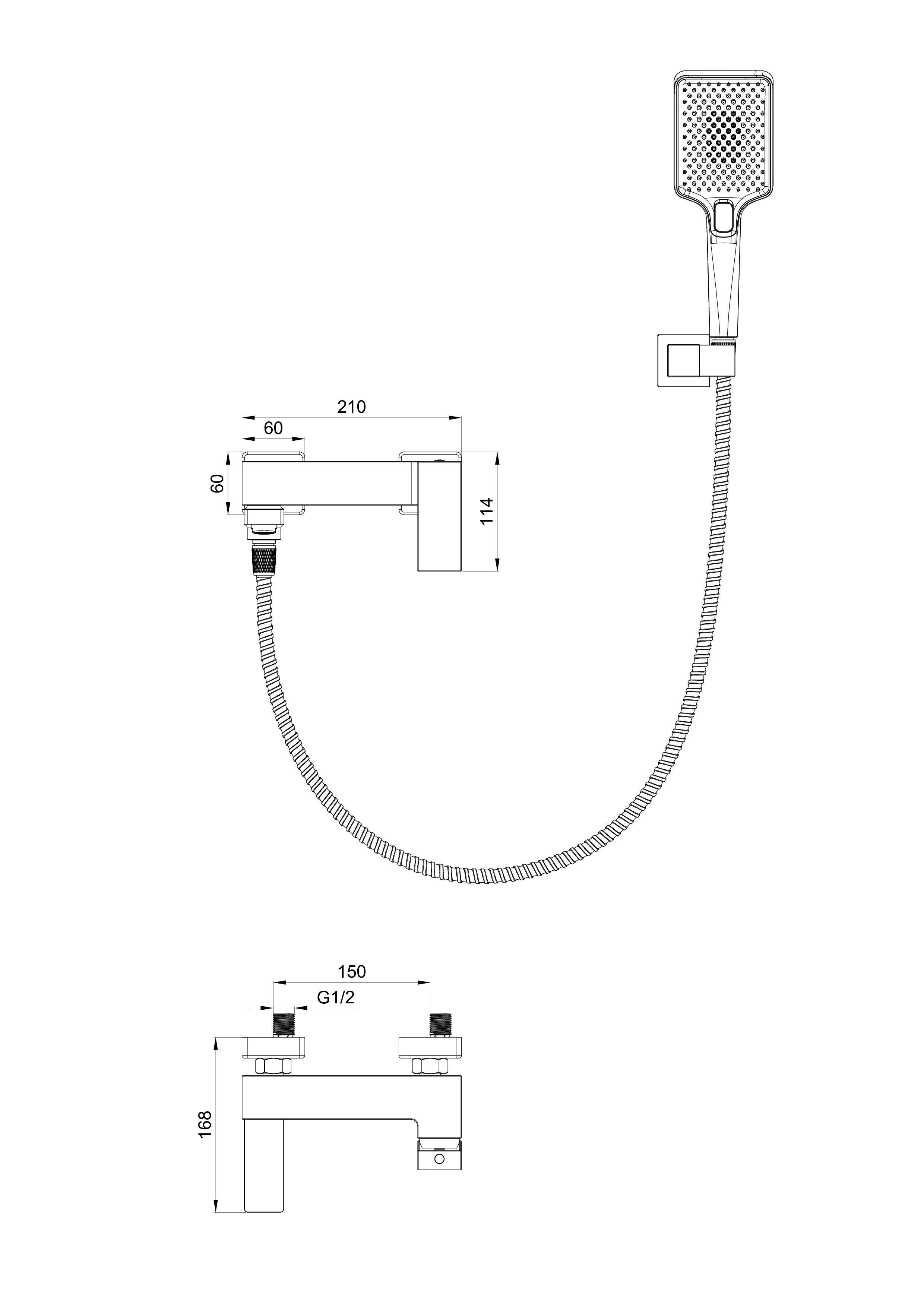 Смеситель для ванны с душем WONZON & WOGHAND CUBE, Темный графит (WW-88639016-BGM) Смеситель для ванны с душем WONZON & WOGHAND CUBE, Темный графит (WW-88639016-BGM)