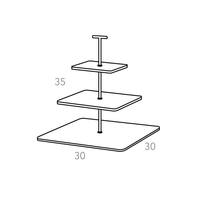 ADJ Сервировочная стойка, 30x30xH35 см.,ручка "Т", цвет: белый, фурнитура золото
