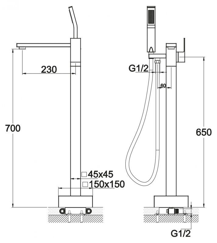 Напольный смеситель для ванны BelBagno ARLIE ARL-FMT-CRM