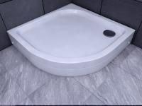 Душевой поддон (с ножками) из литого мрамора 90*90 1/4 круга, гладкое дно, радиус 50см