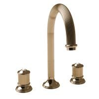 BONGIO ROYALE80 Смеситель для раковины на 3 отверстия с донным клапаном, цвет: золото/swarovski