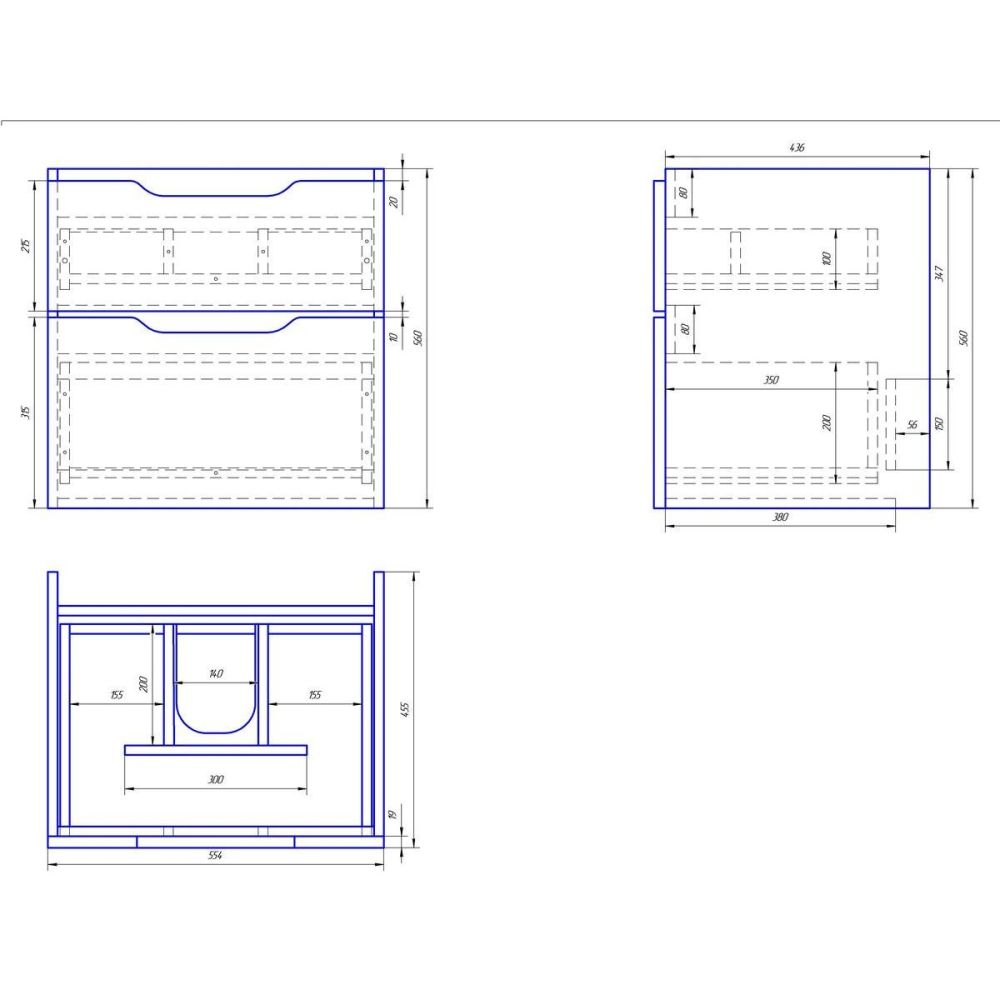 Тумба с раковиной подвесная Dreja Q 60 см, белый, артикул 99-0001-com