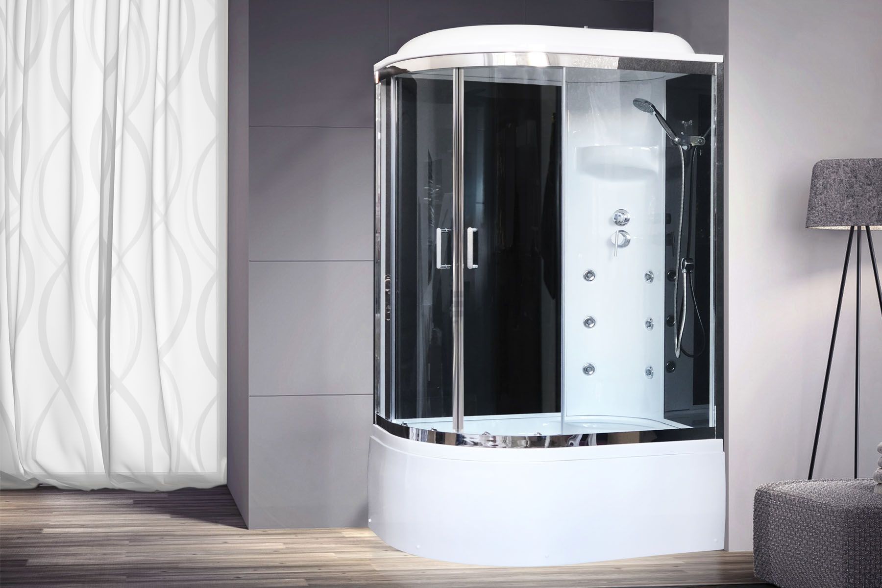 Душевая кабина Royal Bath RB 8120BK3-BT-CH (черное/прозрачное) правая Душевая кабина Royal Bath RB 8120BK3-BT-CH (черное/прозрачное) правая