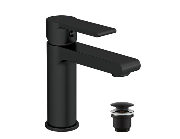 Смеситель для раковины Cersanit BRASKO BLACK однорычажный черный клик клак (63107)