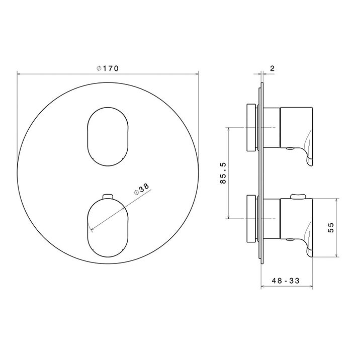 Встраиваемый термостатический смеситель для душа OLE с регулировкой температуры, золотой атласный, артикул 67638EKM.M0.071