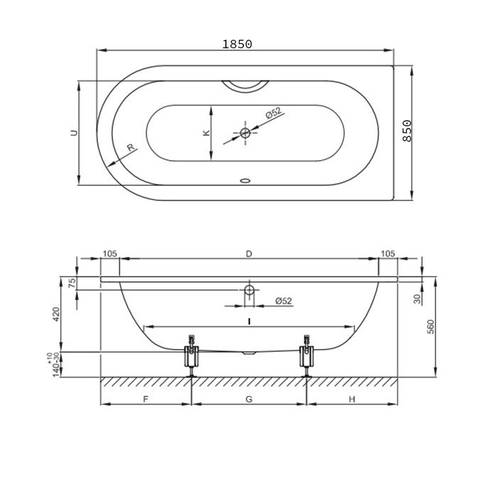 Опора для ванны, Bette, универсальная, комплект-2 штуки, артикул B23-1500