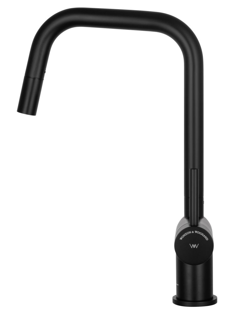 Смеситель для кухни с выдвижным изливом WONZON & WOGHAND, Черный матовый (WW-6018-MB)