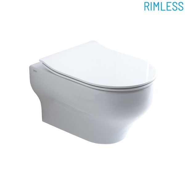 Olympia Clear, подвесной безободковый унитаз c крепежом, 50x36 см, цвет черный глянцевый