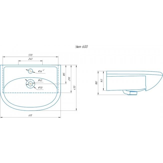 УМЫВАЛЬНИК RUNO мебельный Rosa Уют 60 (00000000154), артикул 00000000154