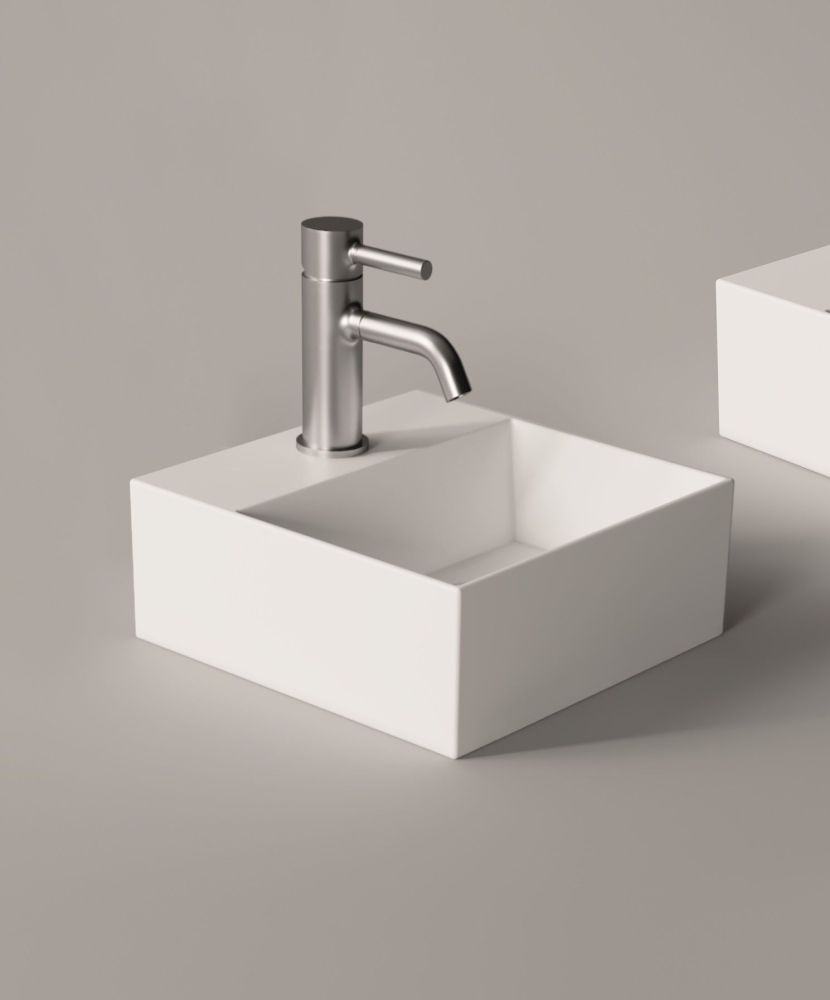 Alice Spy, подвесная прямоугольная раковина 40x30x11h см c крепежом fix01, цвет белый глянцевый, артикул 34120101