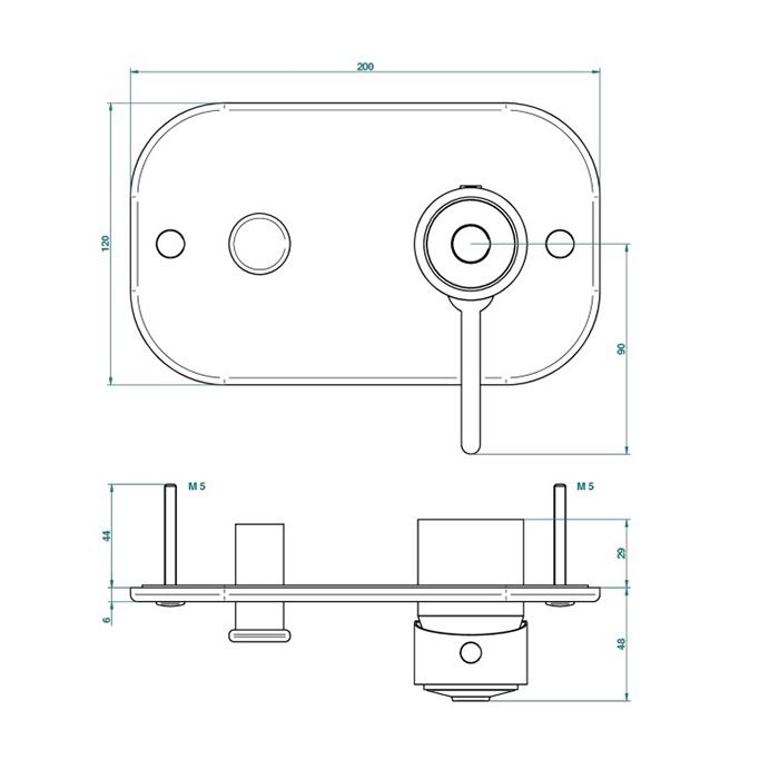 THG CAPUCINE VERT DECOR PLATINE Смеситель для душа встраиваемый, однорычажный, с переключателем, внешняя часть, декор платина, цвет хром, артикул A7E-A02-6550B