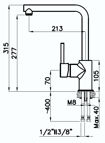 Rivelato Смеситель для кухни Vico Г-обр. D-35мм antracite cromo арт., артикул 9021608 antracite cromo