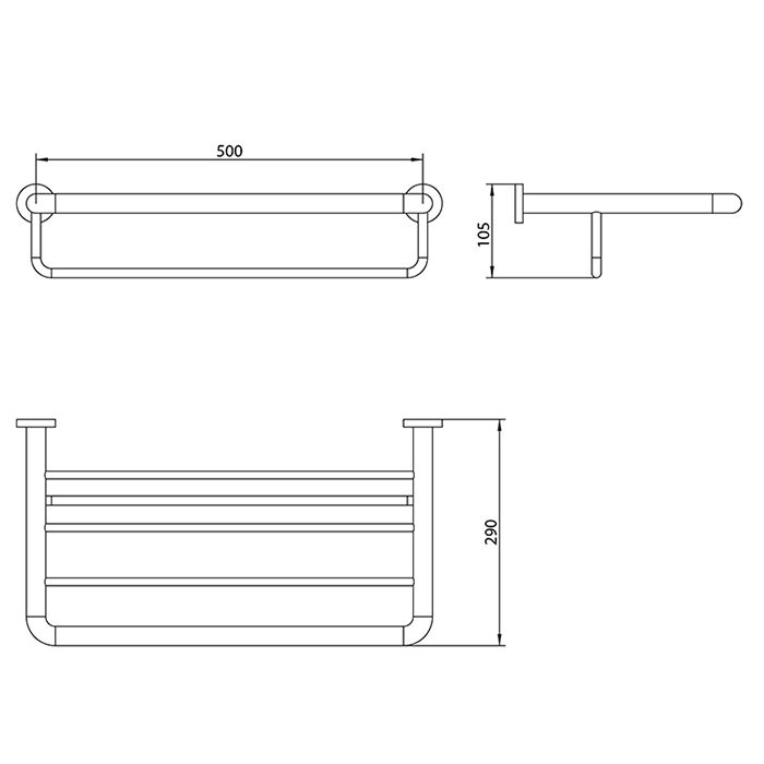Bongio Brasil & Hotelerie Полочка подвесная для полотенец, 500x290 мм, цвет хром