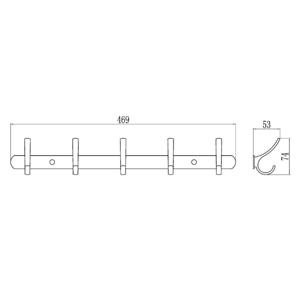 Планка с крючками Savol S-004255, хром