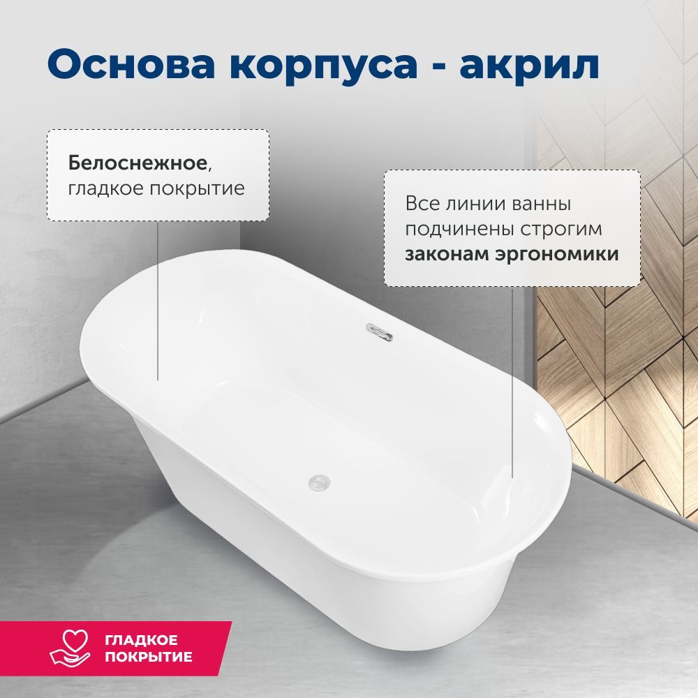 Акриловая ванна Aquanet Family Smart 170x78 88778-GW Акриловая ванна Aquanet Family Smart 170x78 88778-GW