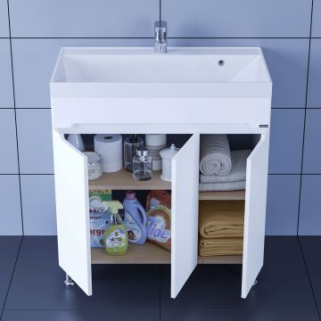 Тумба для умыв. "Лондон-80" 3 дверки, напол. (ум. Астория 80 литой мрамор)