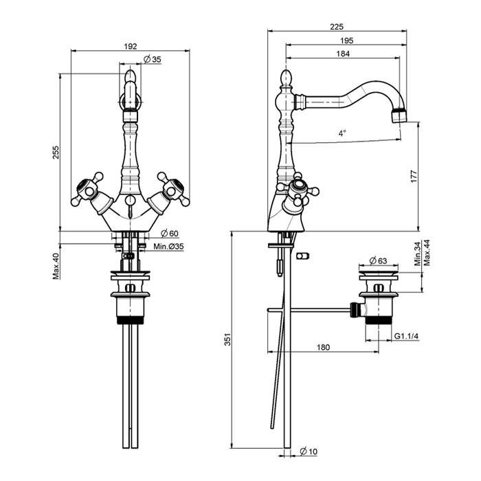 FIMA|Carlo Frattini Elizabeth Смеситель для раковины на 1 отверстие, с вращающимся изливом, цвет брашированный никель