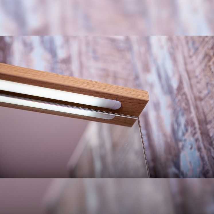 Зеркальный шкаф Бриклаер Форест 50 с подсветкой Антрацит со вставкой Пенёк