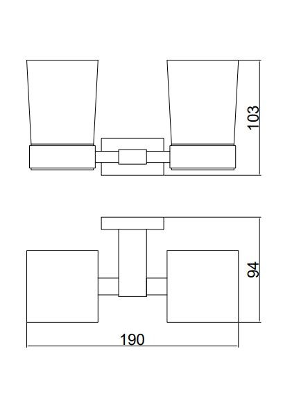 Стакан для ванной комнаты двойной BELZ B90408, вороненая сталь, артикул B90408