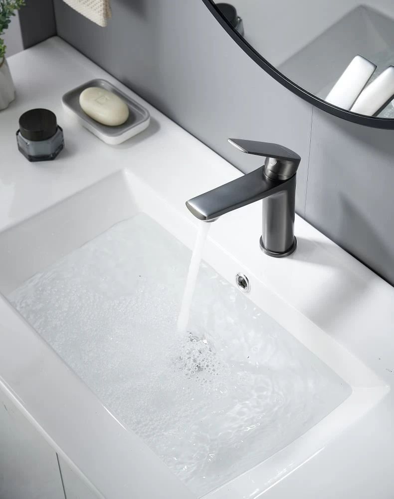 Cмеситель для раковины Knotlor KN-60/GM, оружейная сталь, артикул KN-60/GM