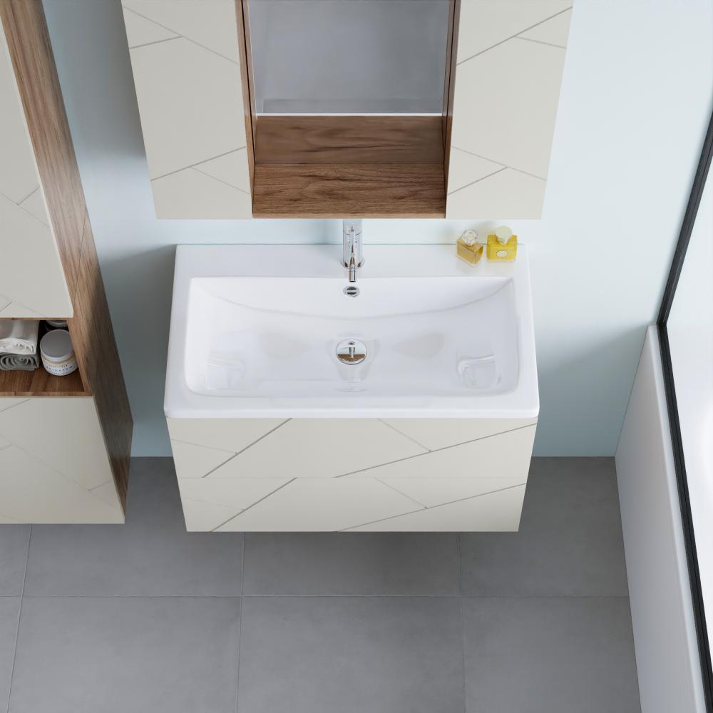 Тумба под раковину подвесная Бриклаер КРИСТАЛЛ латте, 80 см, артикул 4627125416941