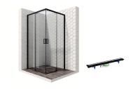 Душевой уголок Ambassador Queen Black 11011204-PR2, квадратный, линейный трап, 100х100