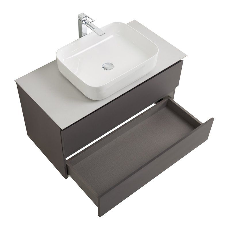 KRAFT База под раковину подвесная с фрезерованными ручками по всей длине фасада с двумя выкатн. ящ., Еловый Мат., 1000x455x500, KRAFT-1000-2C-SO-VO, артикул KRAFT-1000-2C-SO-VO