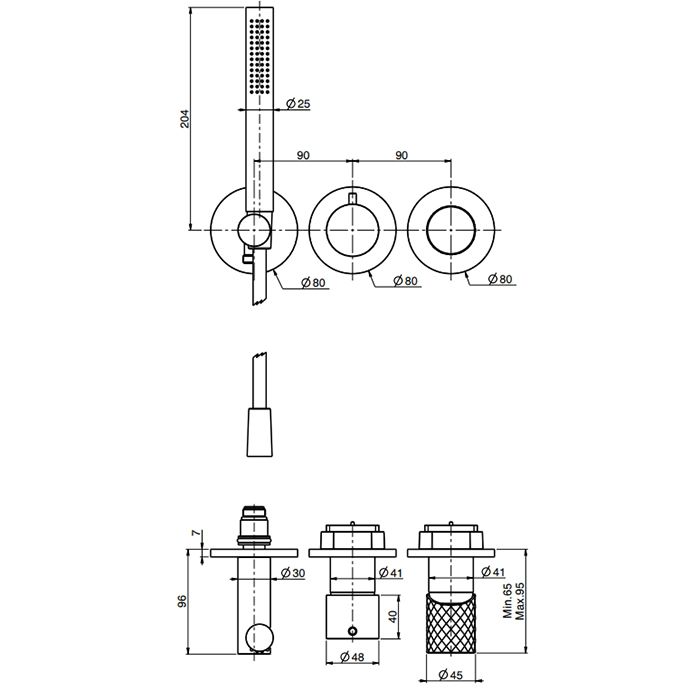Fima Carlo Frattini Spillo Tech Смеситель для душа, встраиваемый, на 2 источника, с ручным душем, цвет: золото