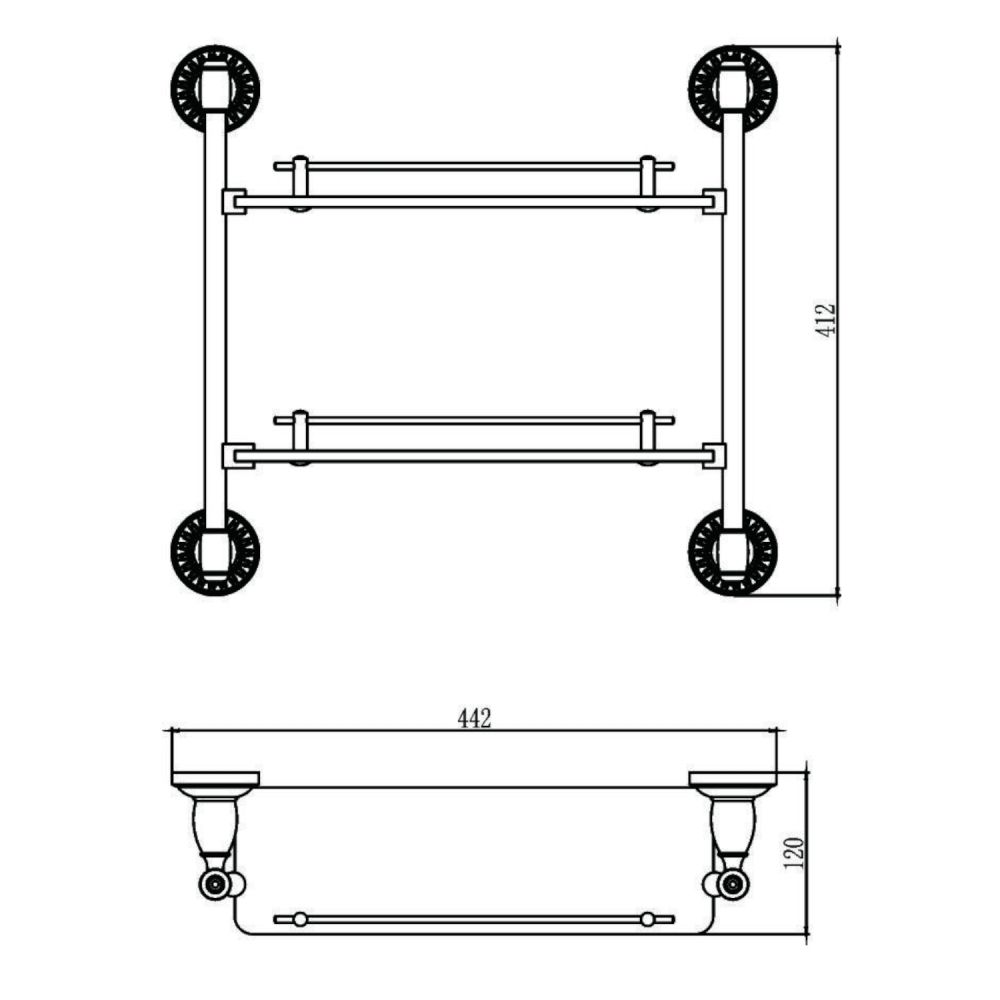 Полка стеклянная Savol S-006622C, бронза