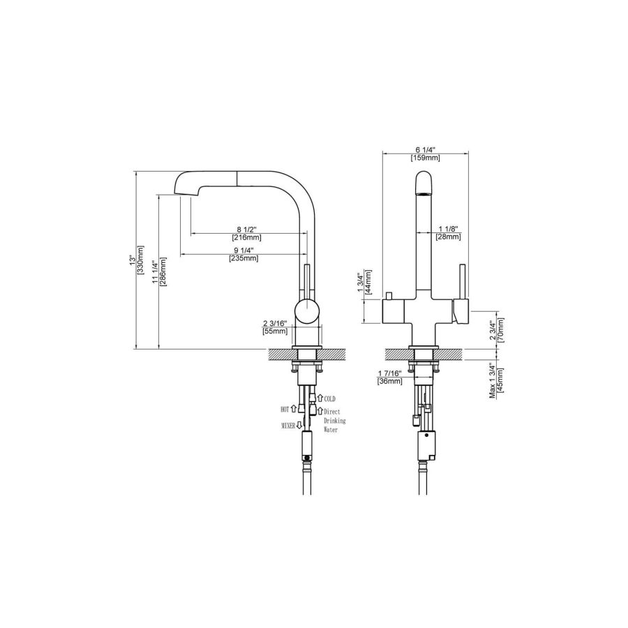 Смеситель для кухни с подключением фильтра и выдвижной лейкой Timo Saona 2346/03FL черный, артикул 2346/03FL