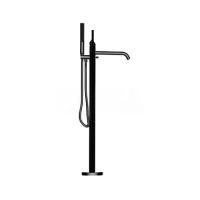 BOSSINI APICE Смеситель для ванны напольный, однорычажный, излив 259 мм., ручной душ, внешняя + внутренняя часть, цвет черный матовый