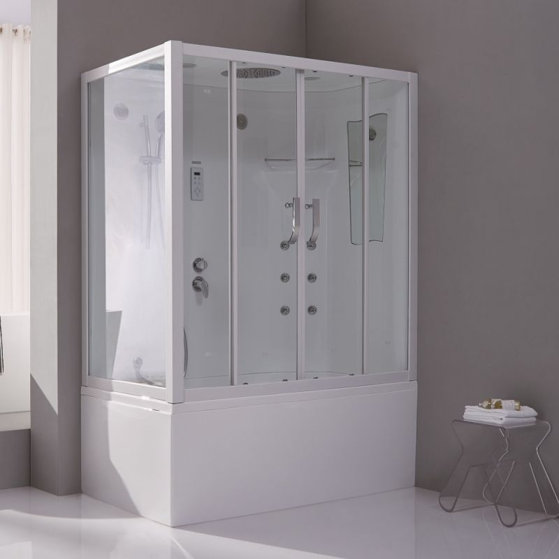 Душевой бокс SSWW BU103A R 150х85 с баней профиль Белый задняя стенка Белая