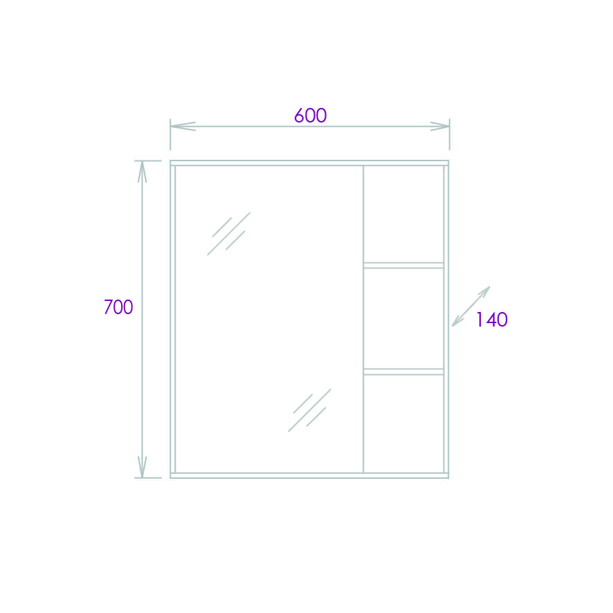 Шкаф-зеркало Onika Тимбер 60 дуб сонома, универсальный