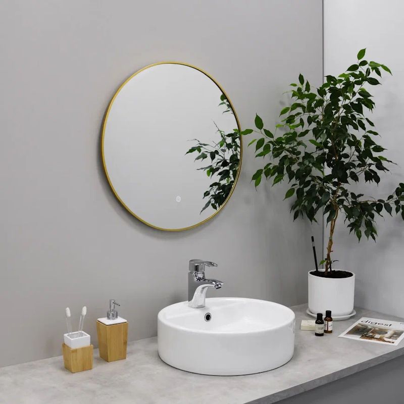 Зеркало с подсветкой LED Fixsen FX-1080G круглое 80х80 см, золотой сатин, артикул FX-1080G