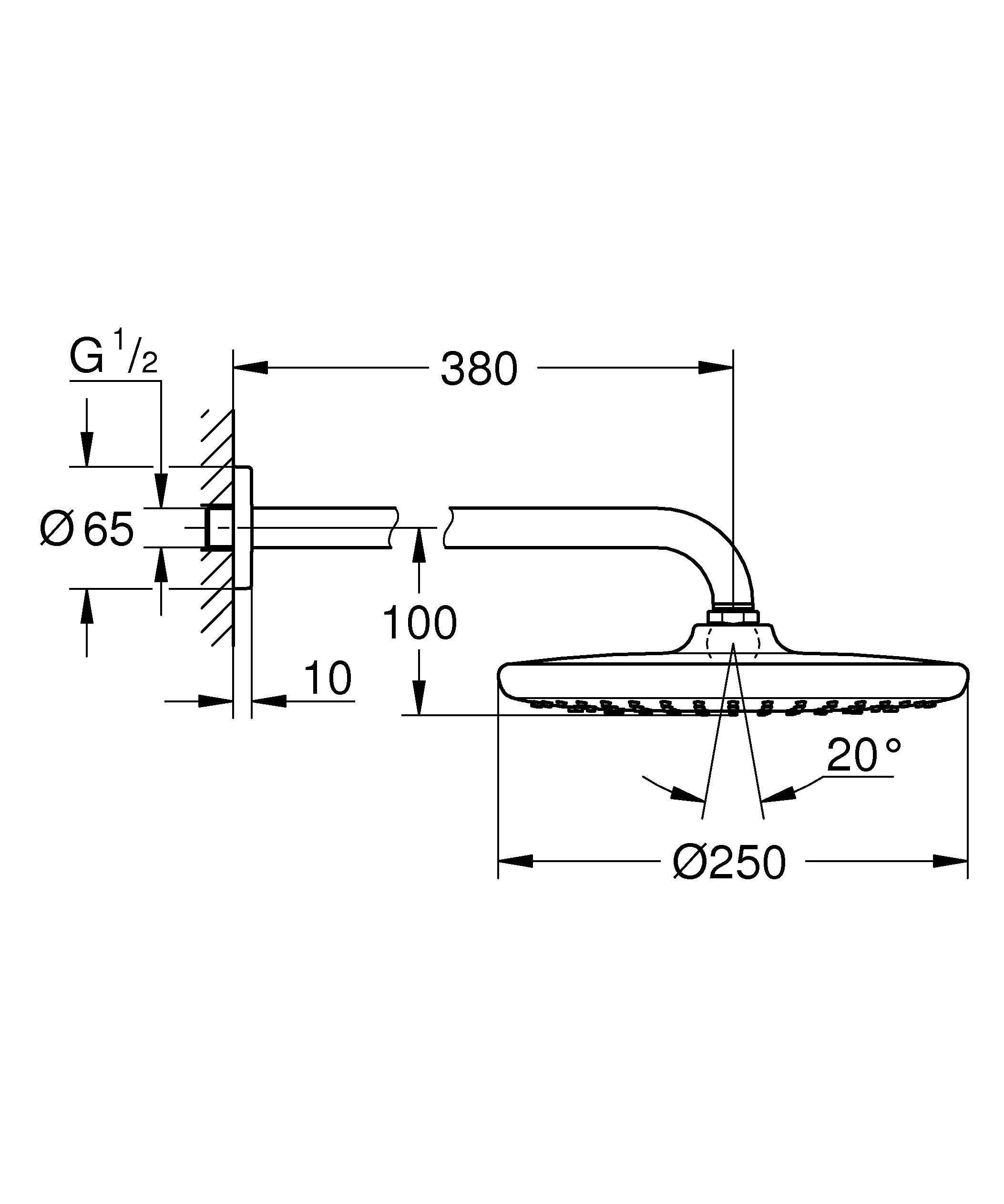 Верхний душ GROHE NEW TEMPESTA 26668000 (хром, металл/пластик, круглый), шт, артикул 26668000
