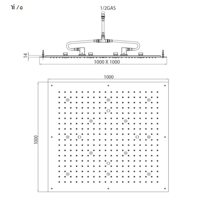 BOSSINI DREAM-XL CUBE Верхний душ 1000 x 1000 mm, с 12 LED RGB, блок питания/управления, Cromoterapia, цвет: хром BOSSINI DREAM-XL CUBE Верхний душ 1000 x 1000 mm, с 12 LED RGB, блок питания/управления, Cromoterapia, цвет: хром