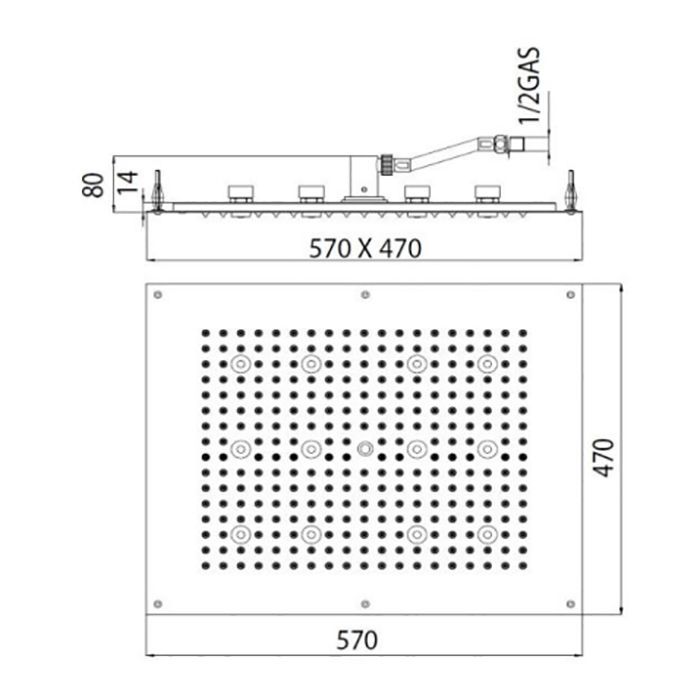 BOSSINI DREAM-RECTANGULAR Верхний душ 570x470 mm, с 12 LED RGB, блок питания/управления, Cromoterapia, цвет: белый матовый BOSSINI DREAM-RECTANGULAR Верхний душ 570x470 mm, с 12 LED RGB, блок питания/управления, Cromoterapia, цвет: белый матовый