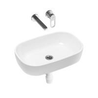 Комплект 3 в 1 Lavinia Boho Bathroom Sink 21510148, накладная фарфоровая раковина 54 см, встраиваемый смеситель со скрытым механизмом, пластиковый сифон
