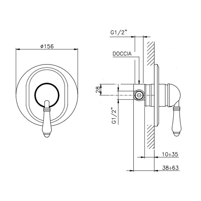 Nicolazzi Unico 4006, встраиваемая часть для душа, скрытый монтаж, подключение 1/2''(новый арт C4006)