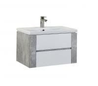 Тумба Onika Стоун 70 подвесная, белая/ателье светлое (ум. Como 70)