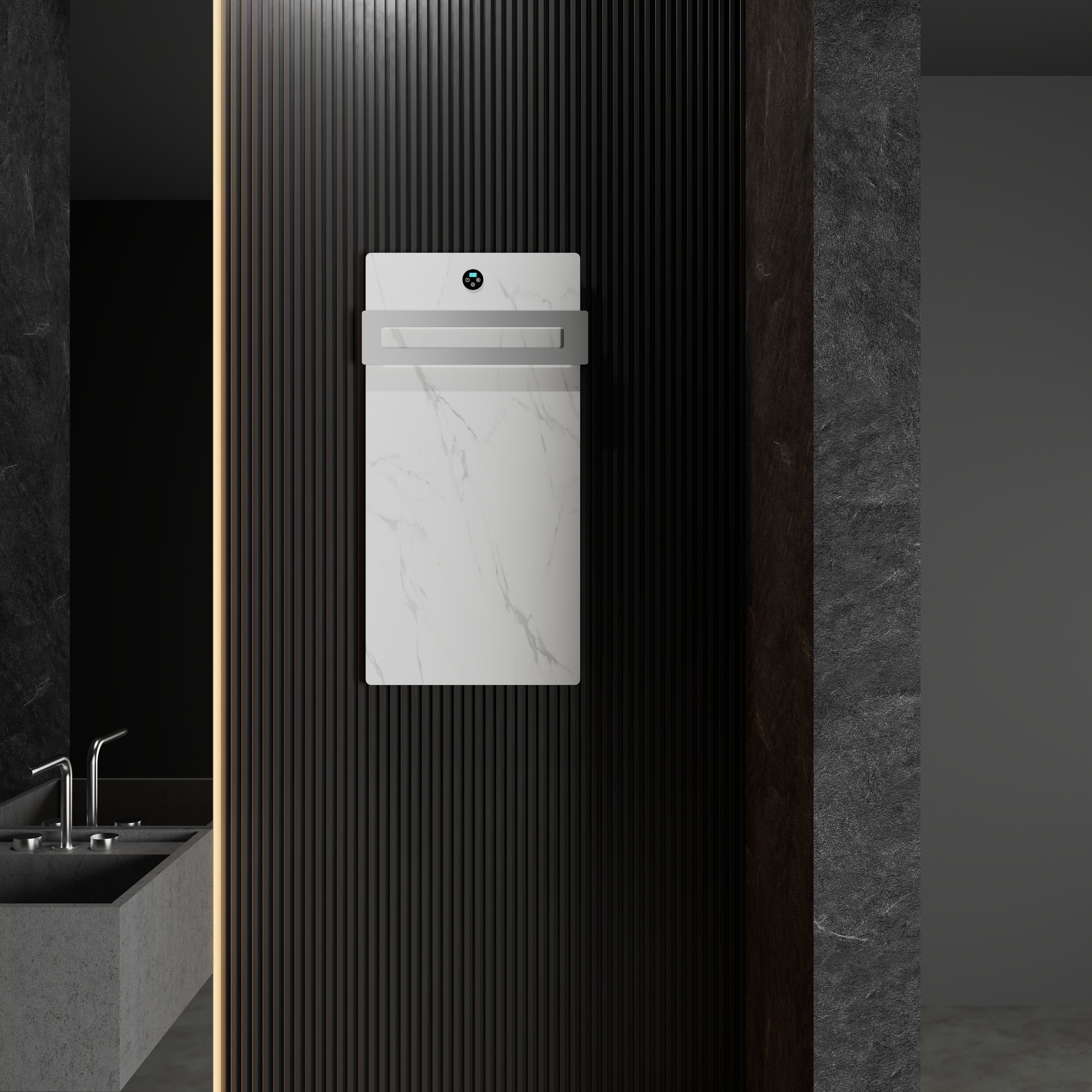 Полотенцесушитель электрический с каменной плитой Белый мрамор WONZON & WOGHAND STUTTGART, Брашированный никель (WW-A501-BR) Полотенцесушитель электрический с каменной плитой Белый мрамор WONZON & WOGHAND STUTTGART, Брашированный никель (WW-A501-BR)