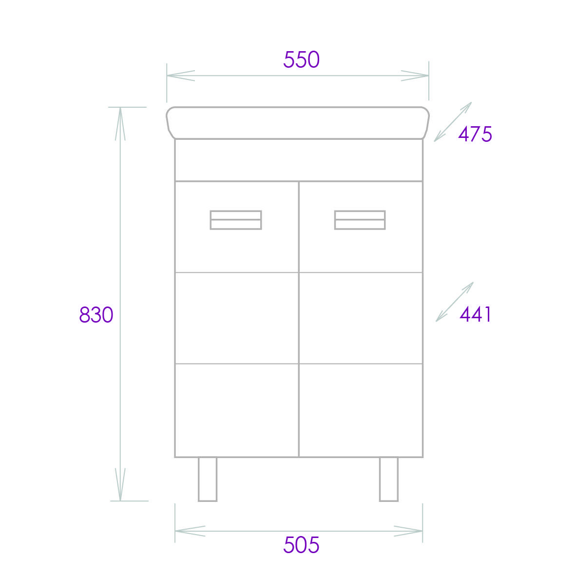 Тумба Onika Балтика-Квадро Black 55 напольная, белая (ум.Тигода 55)