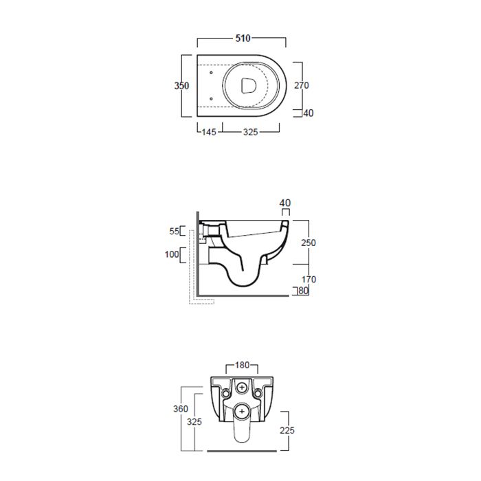 SIMAS E-LINE Унитаз подвесной 51х35см, цвет белый (без крепежа F85)