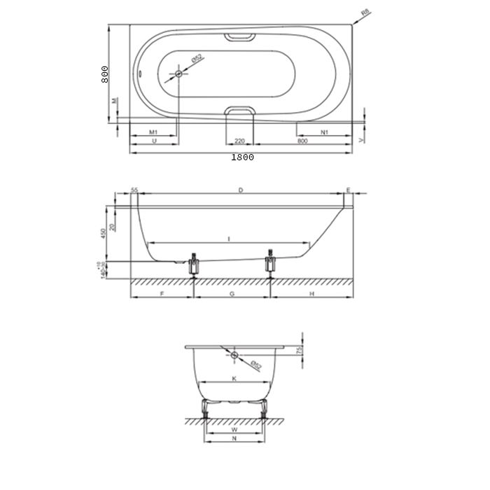 Опора для ванны, Bette, универсальная, комплект-2 штуки, артикул B23-1500