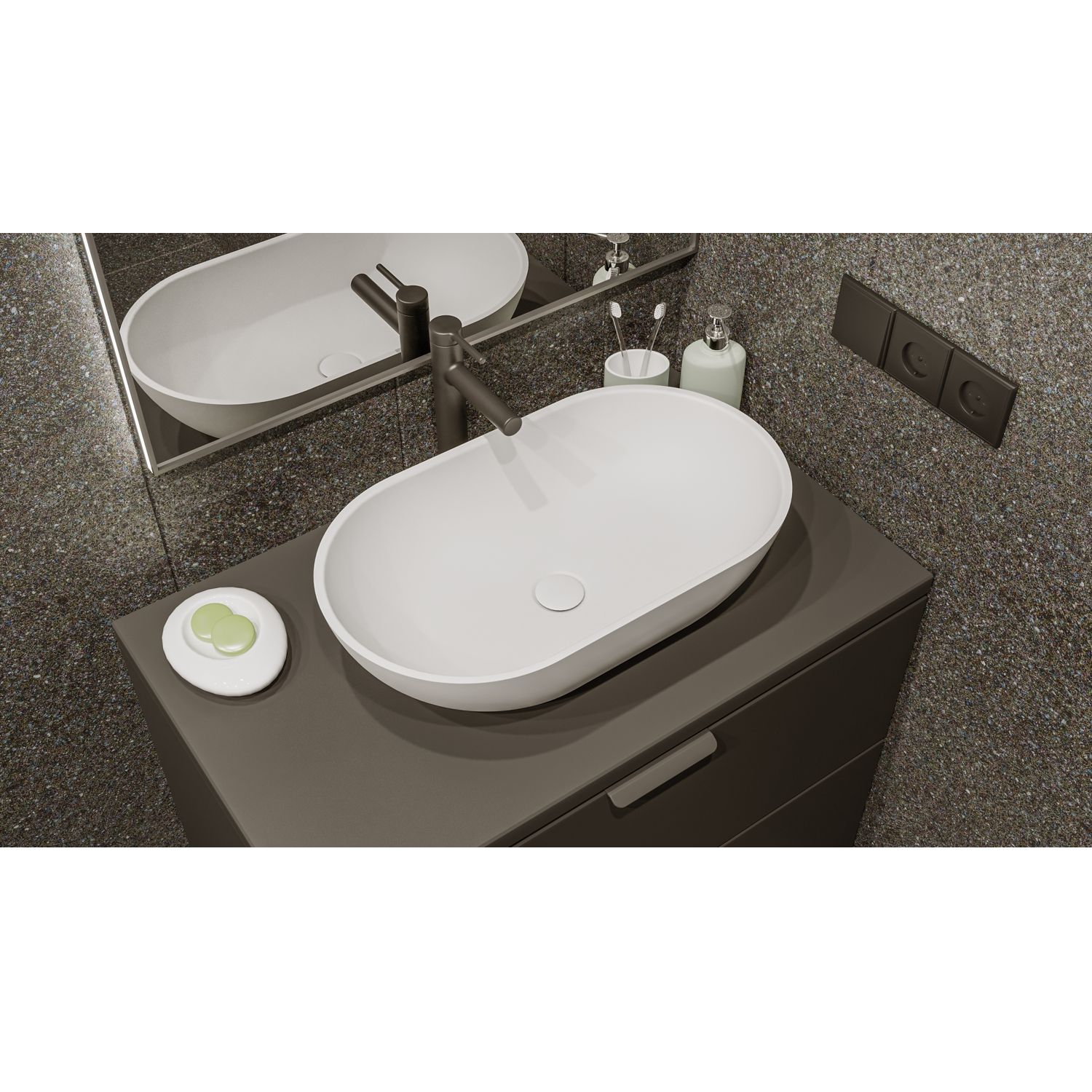 Умывальник WHITECROSS Amber 60x35 (белый мат) иск. камень