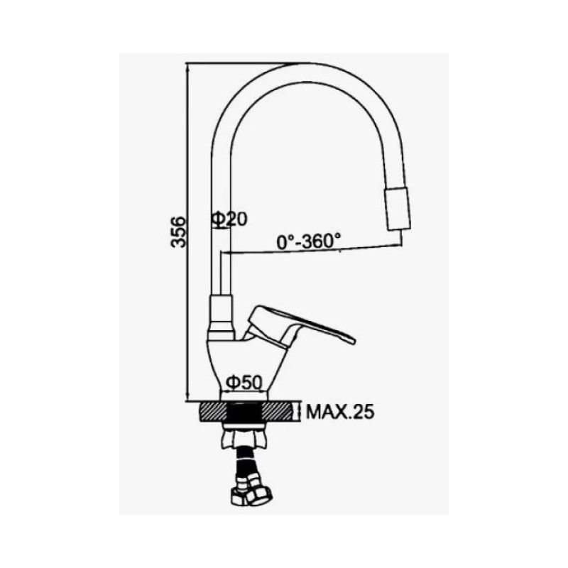 Смеситель для кухни с гибким изливом D-Lin D150628-6C, хром/синий