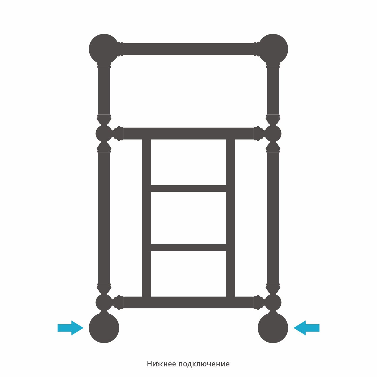 Полотенцесушитель, Сунержа, Ренессанс 1452, водяной, ширина, мм-400, глубина, мм-246, высота, мм-660, подключение-нижнее, мощность, Вт-206, материал-нержавеющая сталь, цвет-матовый чёрный