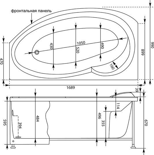 Акриловая ванна Aquanet Jersey 170x90 L Акриловая ванна Aquanet Jersey 170x90 L