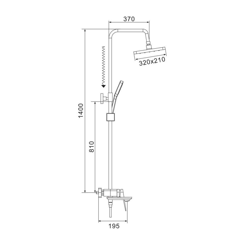 Душевая система Shevanik S4226T, оружейная сталь