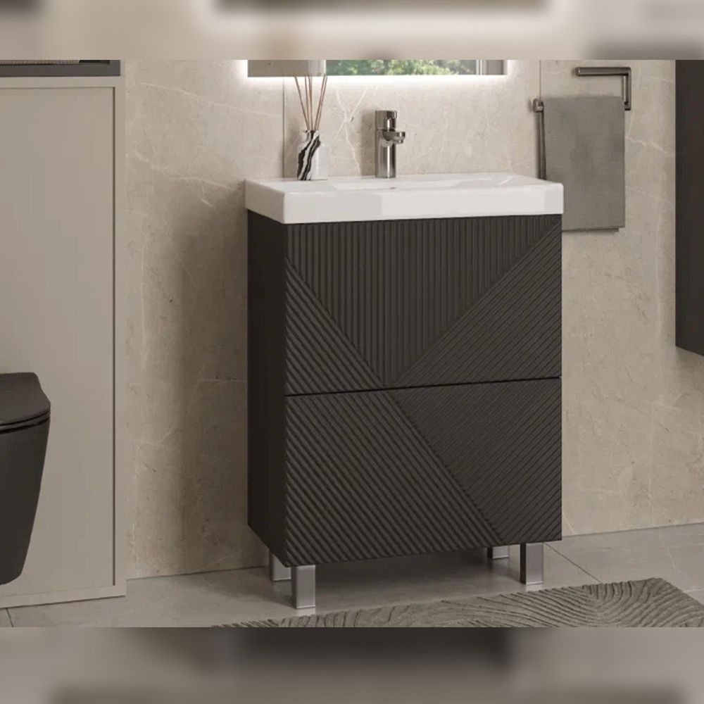 Тумба под раковину напольная Velvex Edge tn.EDG.9696.60.2Y графит, 60 см, артикул tn.EDG.9696.60.2Y графит